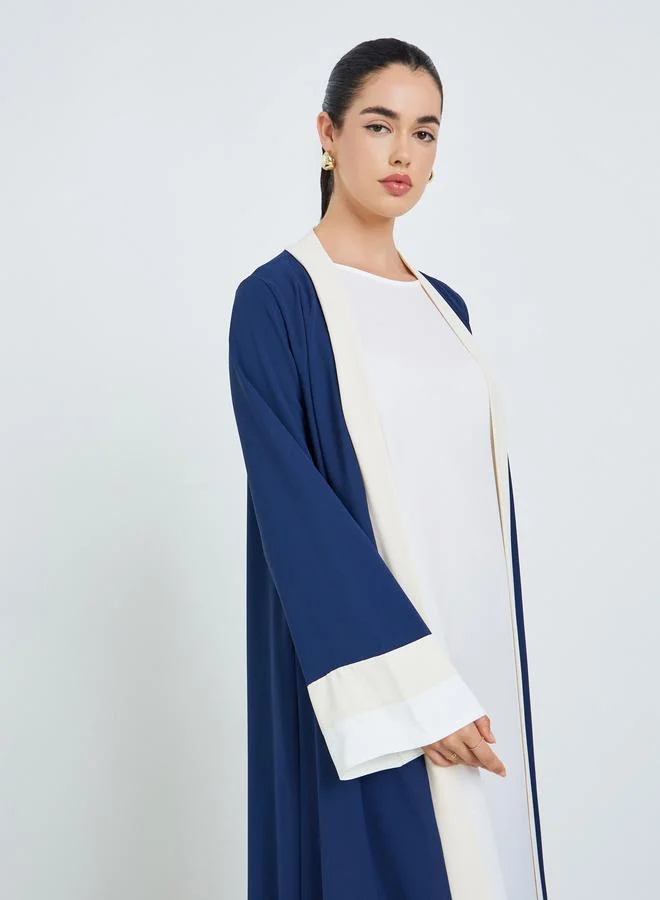 Styli Women Navy Blue Color Block Abaya